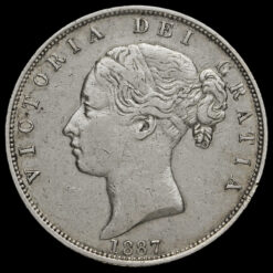 1887 Queen Victoria Young Head Silver Half Crown Obverse