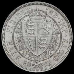1893 Queen Victoria Veiled Head Silver Half Crown Reverse