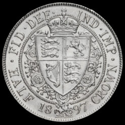 1897 Queen Victoria Veiled Head Silver Half Crown Reverse