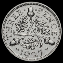 1927 George V Silver Proof Threepence Reverse