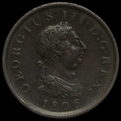 1806 George III Early Milled Copper Penny Obverse