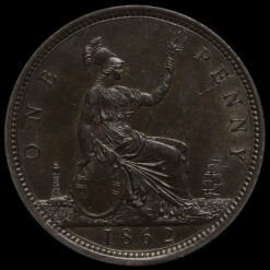 1862 Queen Victoria Bun Head Penny Reverse
