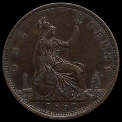 1862 Queen Victoria Bun Head Penny Reverse