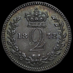 1878 Queen Victoria Young Head Silver Maundy Twopence Reverse