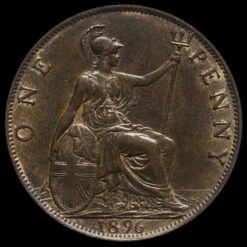 1896 Queen Victoria Veiled Head Penny Reverse