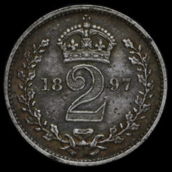 1897 Queen Victoria Veiled Head Silver Maundy Twopence Reverse