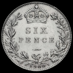 1900 Queen Victoria Veiled Head Silver Sixpence Reverse