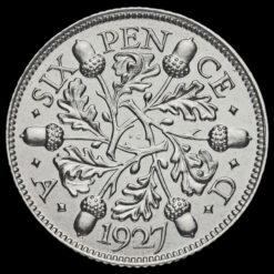 1927 George V Proof Silver Sixpence Reverse