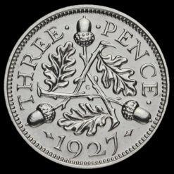 1927 George V Silver Proof Threepence Reverse