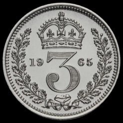 1965 Elizabeth II Silver Maundy Threepence Reverse