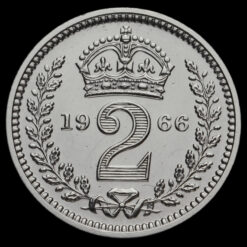 1966 Elizabeth II Silver Maundy Twopence Reverse
