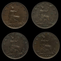 4 x Queen Victoria Bun Head Farthings Reverse