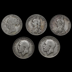 5 x Pre 1920 Silver Bullion Investment Half Crowns Obverse