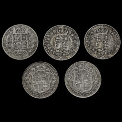 5 x Pre 1920 Silver Bullion Investment Half Crowns Reverse