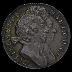 1692 William and Mary Early Milled Silver Maundy Threepence Obverse