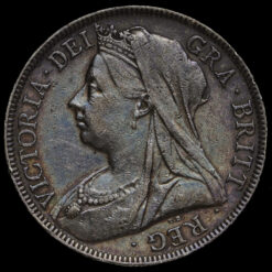 1897 Queen Victoria Veiled Head Silver Half Crown Obverse