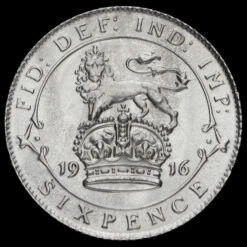 1916 George V Silver Sixpence Reverse