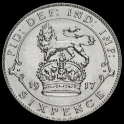 1917 George V Silver Sixpence Reverse