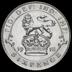 1918 George V Silver Sixpence Reverse