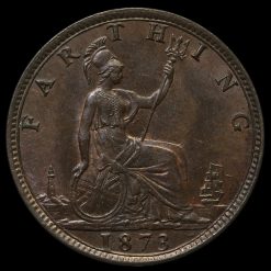 1873 Queen Victoria Bun Head Farthing Reverse