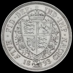 1893 Queen Victoria Veiled Head Silver Half Crown Reverse