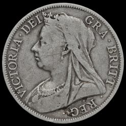 1895 Queen Victoria Veiled Head Silver Half Crown Obverse