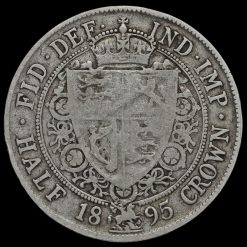 1895 Queen Victoria Veiled Head Silver Half Crown Reverse