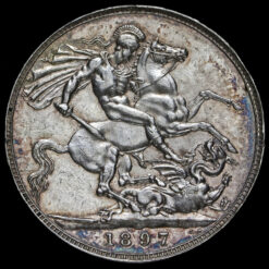 1897 Queen Victoria Veiled Head Silver LXI Crown Reverse