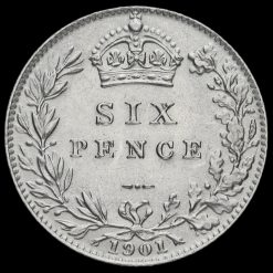 1901 Queen Victoria Veiled Head Silver Sixpence Reverse