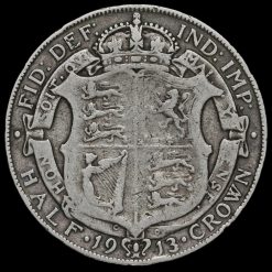 1913 George V Silver Half Crown Reverse