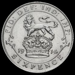 1914 George V Silver Sixpence Reverse