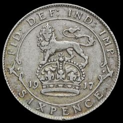 1917 George V Silver Sixpence Reverse