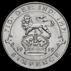 1919 George V Silver Sixpence Reverse