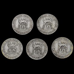 5 x George V Silver Sixpences, 1911 to 1915 Inclusive Reverse