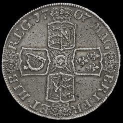 1707 Queen Anne Early Milled Silver Crown Reverse