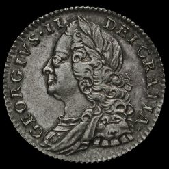1758 George II Early Milled Silver Sixpence Obverse