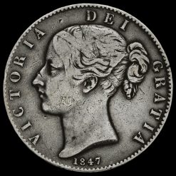 1847 Queen Victoria Young Head Silver XI Crown Obverse