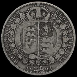1891 Queen Victoria Jubilee Head Silver Half Crown Reverse