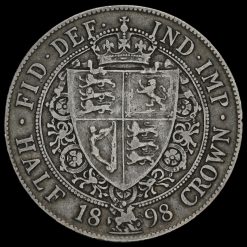 1898 Queen Victoria Veiled Head Silver Half Crown Reverse