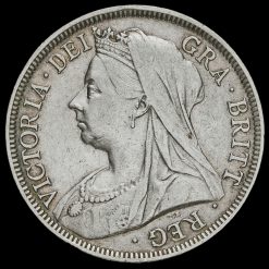 1899 Queen Victoria Veiled Head Silver Half Crown Obverse