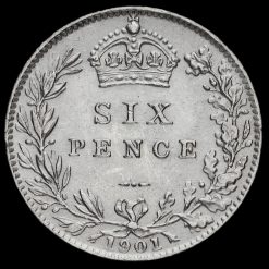 1901 Queen Victoria Veiled Head Silver Sixpence Obverse