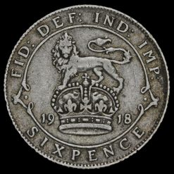 1918 George V Silver Sixpence Reverse
