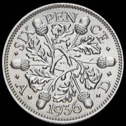 1936 George V Silver Sixpence Reverse
