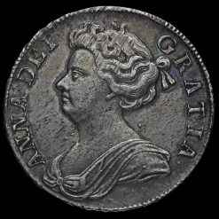 1709 Queen Anne Early Milled Silver Octavo Half Crown Obverse