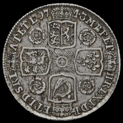 1743 George II Early Milled Silver Shilling Reverse