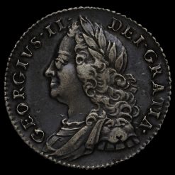 1757 George II Early Milled Silver Sixpence Obverse