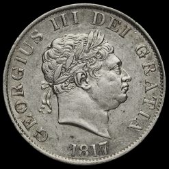 1817 George III Milled Silver Half Crown Obverse