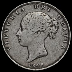 1845 Queen Victoria Young Head Silver Half Crown Obverse