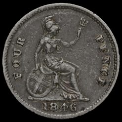 1846 Queen Victoria Silver Fourpence / Groat Reverse