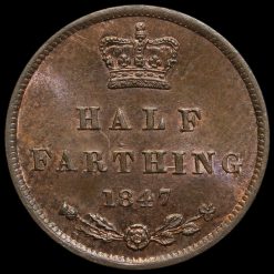 1847 Queen Victoria Young Head Half Farthing Reverse